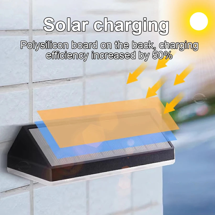 Luces solares superbrillantes, luces LED solares para escalones RGB y blanco cálido, luces para pared y valla de exterior, lámparas solares decorativas con impermeabilidad IP65