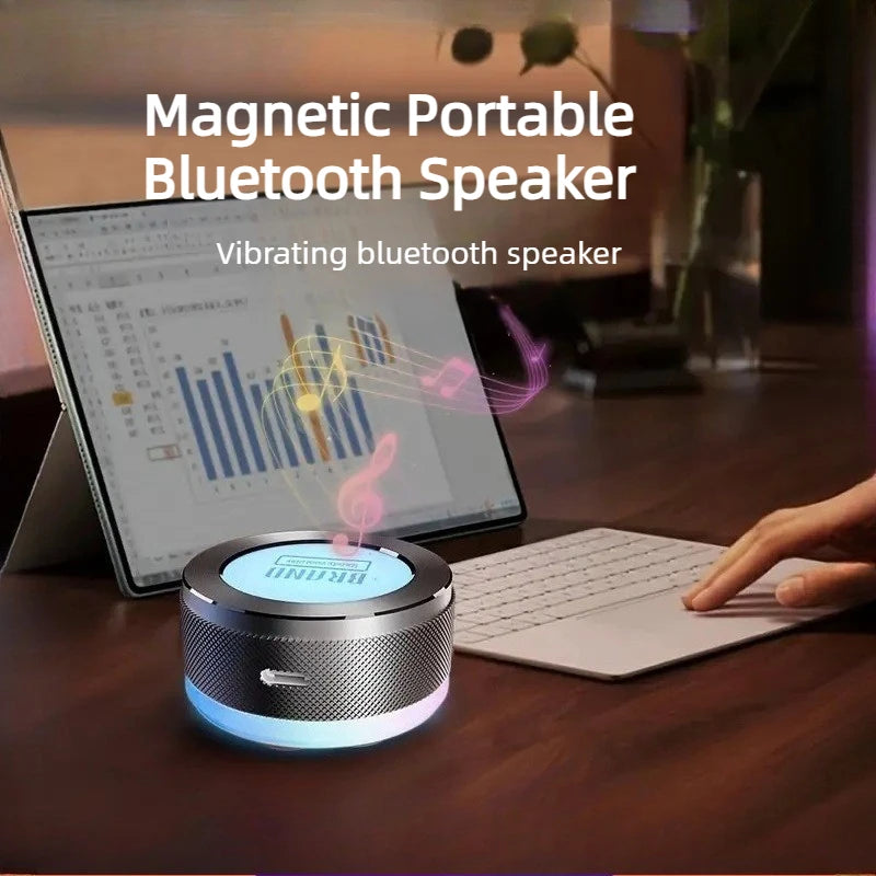 Altavoz Bluetooth portátil magnético, mini caja de sonido, barra de sonido estéreo HiFi, altavoz inalámbrico con luz LED de colores y soporte para teléfono
