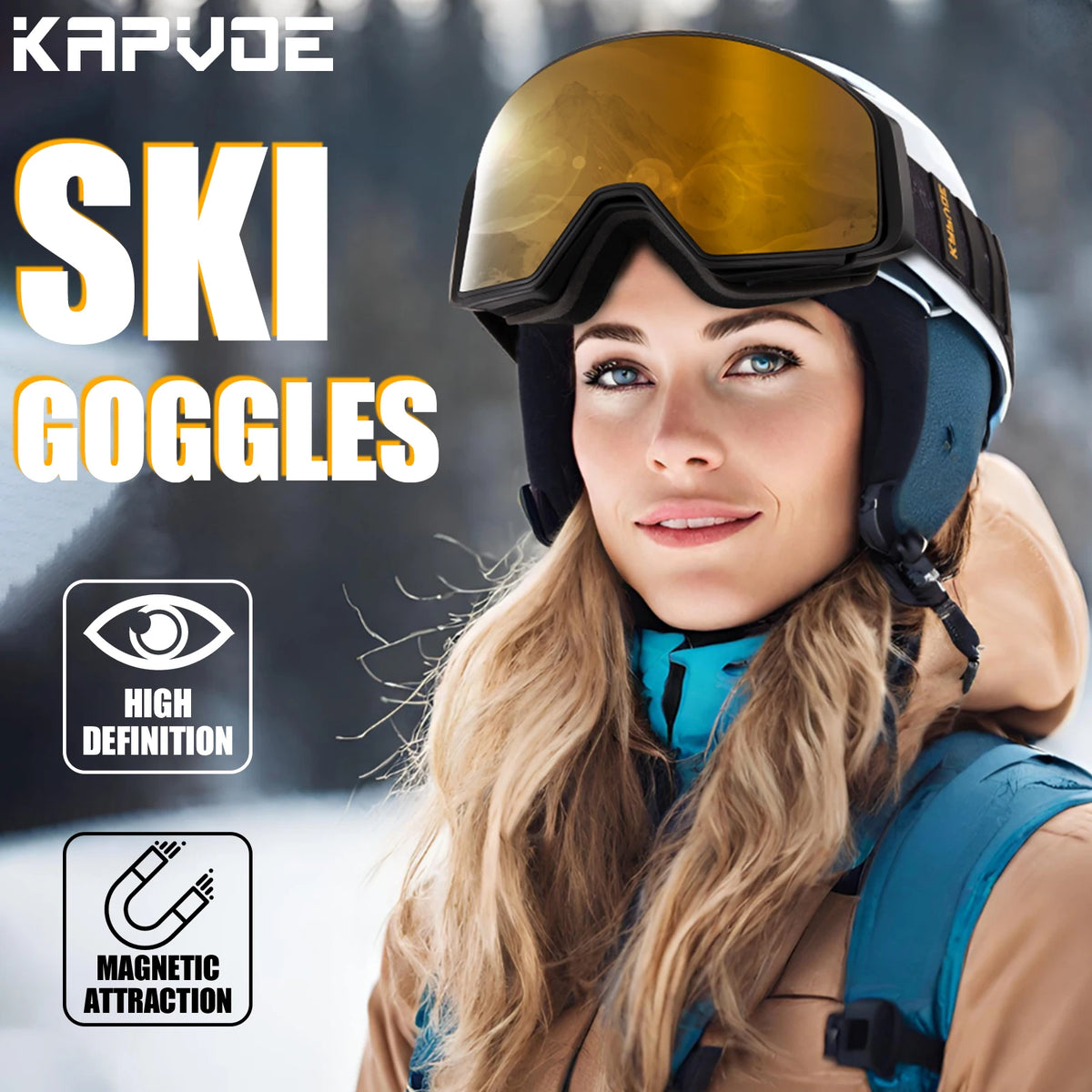 KAPVOE lente de atracción magnética deportes al aire libre gafas de esquí fotocromáticas protección esquí Snowboard correa antideslizante gafas de nieve
