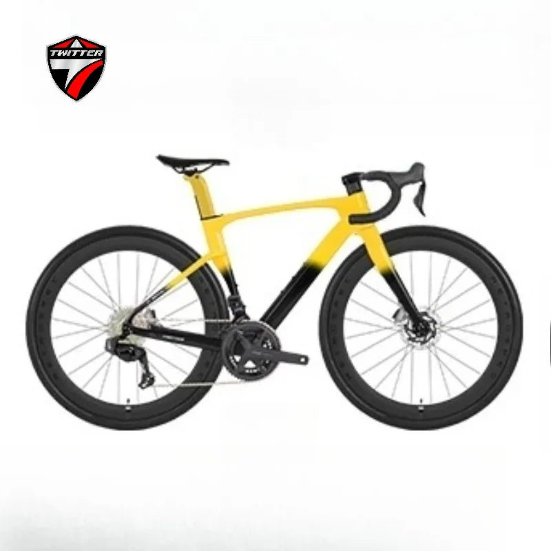 Bicicleta de carretera de fibra de carbono TWITTER Gravel V3, velocidad variable electrónica SENTYEH, ES7000-1*13 velocidades, frenos de disco hidráulicos, bicicleta de gravel