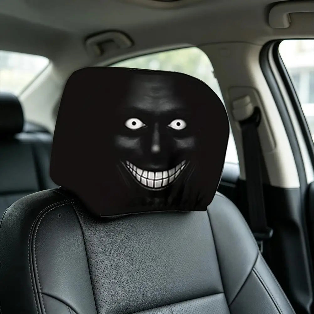 Fundas Elásticas Universales para Reposacabezas con Estampado de Retratos Misteriosos, 2/4 Piezas, Fundas para Reposacabezas de Coche con Caras Espeluznantes, Accesorios para Coche Estilo Halloween