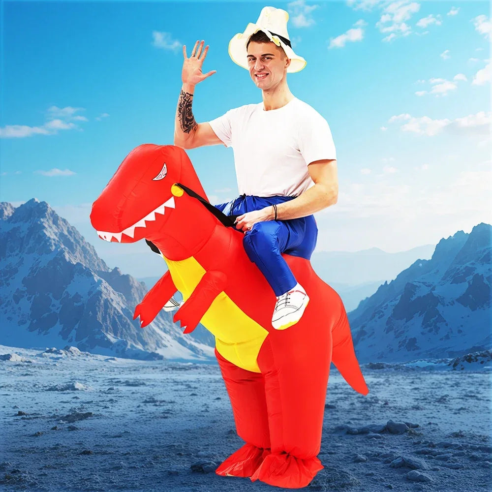 Disfraz Inflable Divertido de Mascota de Dibujos Animados, Raptor, Dinosaurio, para Purim, Halloween, Navidad, Disfraz de Cosplay para Adultos, Traje de Anime