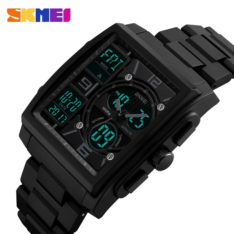 SKMEI 1274 Reloj digital impermeable con luz EL, reloj de pulsera para hombre, reloj deportivo de moda con cronógrafo, cuenta regresiva y alarma