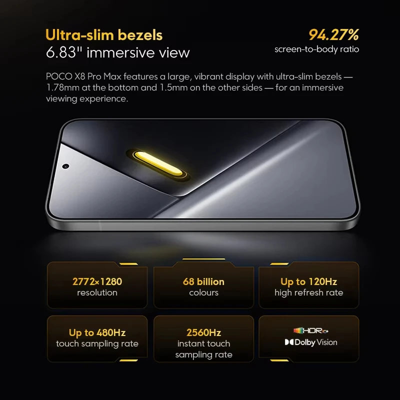POCO X8 Pro Versión Global, batería súper de 6500mAh, pantalla AMOLED de 6,59" a 120Hz, cámara de 50MP, NFC, Dimensity 8500-Ultra, smartphone con Android 14