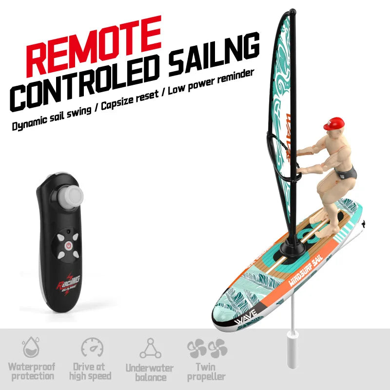 Barco de vela RC, lancha rápida a control remoto 2.4G, modelo de juguete de carreras, kayak oscilante deslumbrante, juguete acuático competitivo para piscina y exteriores para niños
