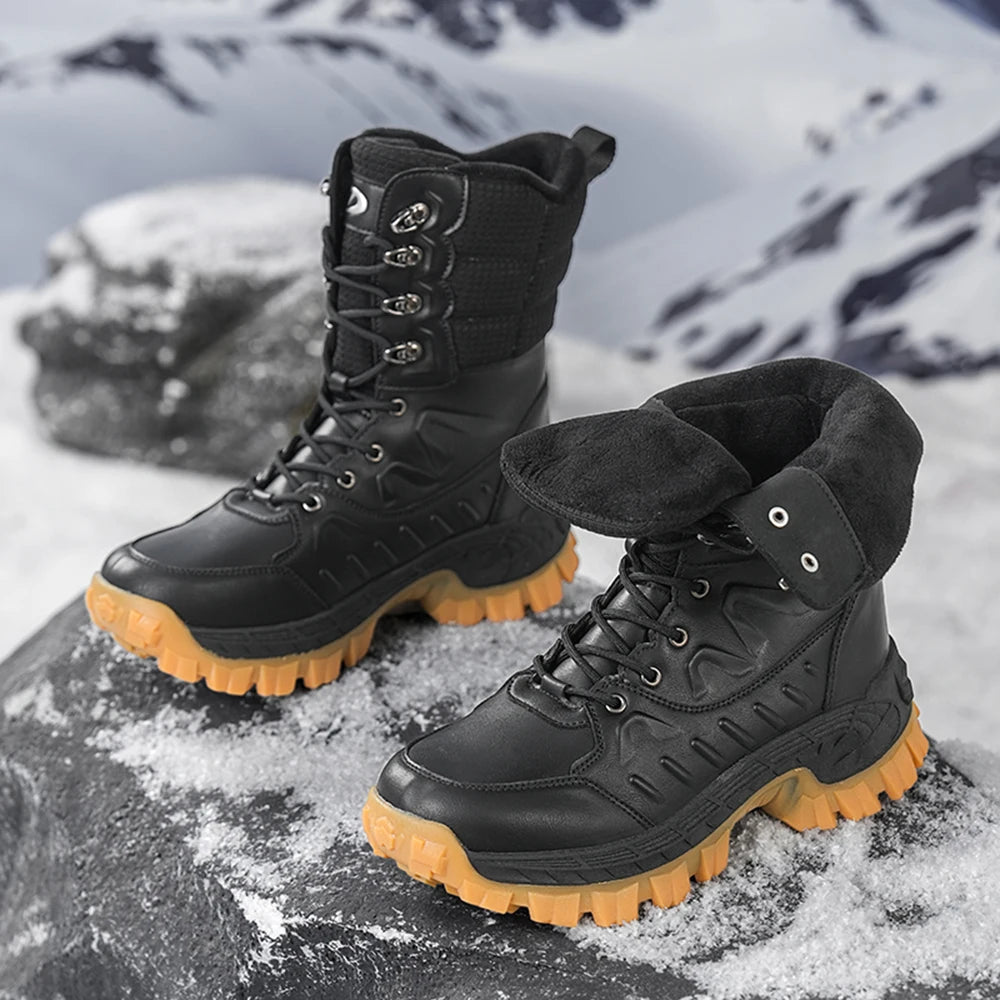 Botas de Invierno Impermeables para Hombre, Antideslizantes, Forradas de Piel Cálida, de Caña Alta, para Senderismo y Trabajo en Clima Frío