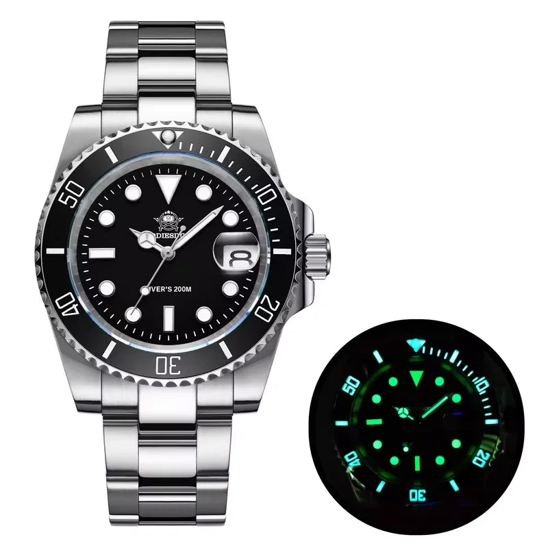 Reloj de pulsera de cuarzo para hombre ADDIESDIVE, reloj clásico con bisel de cerámica, estilo casual de negocios, resistente al agua 200m, luminiscente BGW9