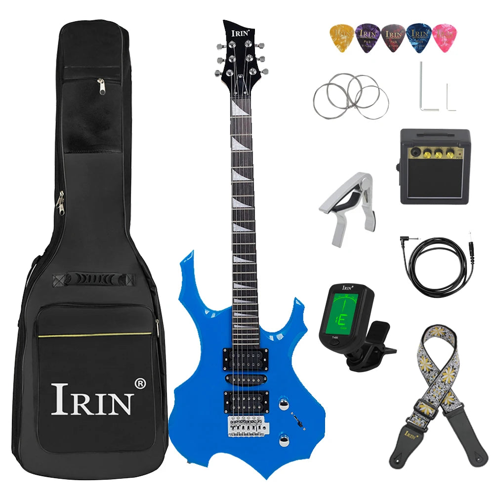 IRIN-Guitarra eléctrica de 6 cuerdas, 24 trastes, cuerpo de arce, juego de Guitarra eléctrica con bolsa, sintonizador de amplificador, púas de correa, Mini accesorios para Guitarra