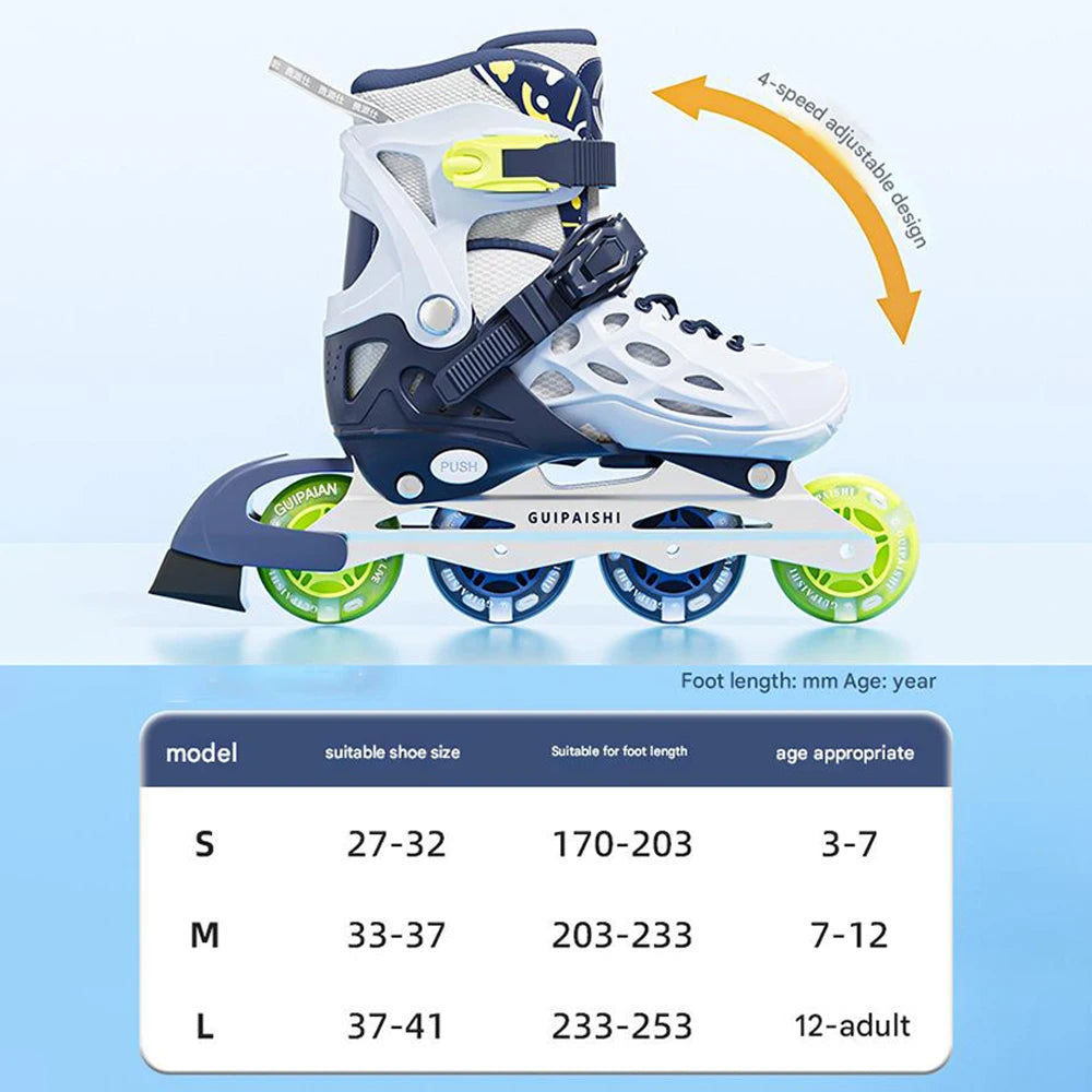 Zapatos de patín en línea intermitentes para niños, juego de patines de 4 ruedas con casco, codo, rodilleras para mujeres y hombres, zapatillas de patinaje al aire libre