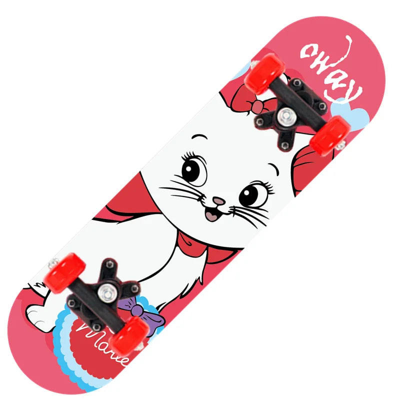 Nuevo monopatín de cuatro ruedas de dibujos animados para niños, patinetas para principiantes, plataforma de madera de arce, patineta para exteriores, monopatín de doble balancín