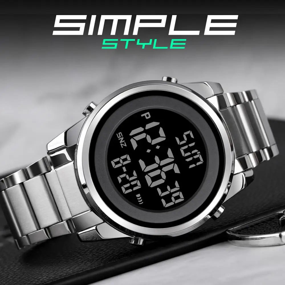 Reloj digital deportivo SKMEI de lujo para hombre, resistente al agua, de acero inoxidable, reloj de pulsera electrónico para caballero, modelo 1611