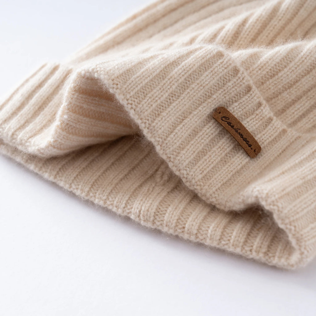 MERRILAMB 100% gorro de Cachemira Natural para mujeres/hombres, gorro suave y cálido para exteriores, gorro acanalado para invierno, gorros de punto informales Unisex sólidos