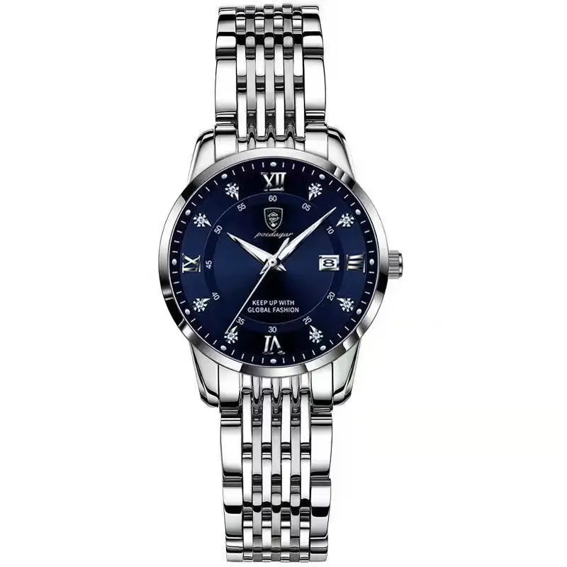 Reloj original para mujer POEDAGAR, resistente al agua, acero inoxidable, luminoso, con fecha, reloj de pulsera de moda para dama, reloj de cuarzo para negocios.