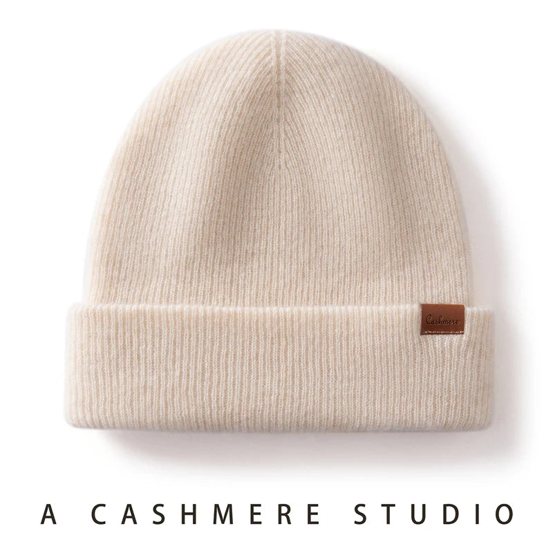 Gorros de invierno para mujeres/hombres, gorros informales para exteriores, gorros tejidos de Cachemira, gorro grueso de dos capas, gorro cálido a prueba de viento para Unisex