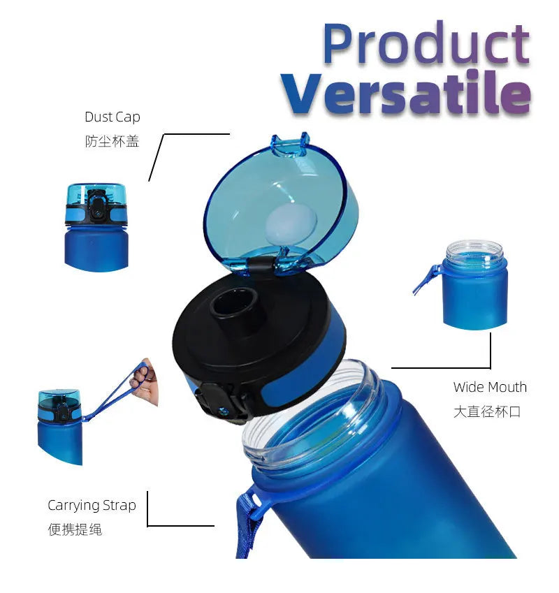 Botella de agua deportiva de gran capacidad de 1 litro, vaso de plástico de Color degradado, artículos para bebidas, viajes en la playa al aire libre, jarras portátiles para gimnasio y Fitness