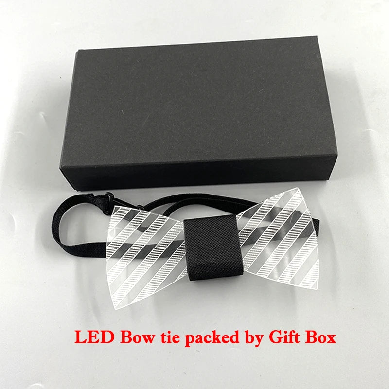 Pajarita LED Luminosa para Hombre, Pajarita Acrílica con Luz LED, Disfraz, Decoración Brillante para DJ, Baile, Regalo Novedoso para Fiestas