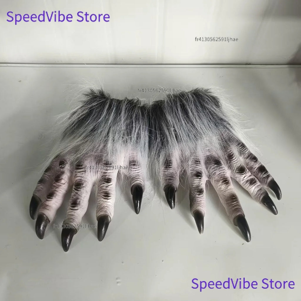 Kit de Disfraz de Cosplay de Hombre Lobo Talla Única para Halloween, Máscara de Lobo de Terror, Garras, Guantes, Disfraz para Juego de Roles, Broma, Fiesta de Cosplay