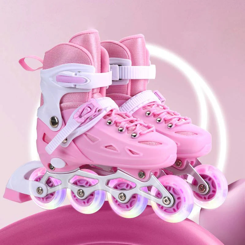 Zapatos de patín en línea para niños y mujeres, zapatillas cuádruples intermitentes para adultos, patines de patinaje al aire libre, regalos, conjunto completo