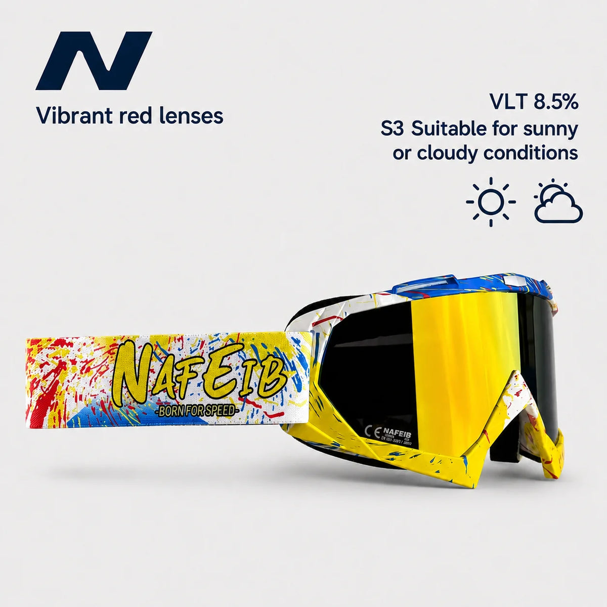 Gafas de Esquí, Aptas para Esquí y Snowboard, Gafas de Motociclismo para Todas las Estaciones, Equipadas con Lentes Anti-UV HD UV400