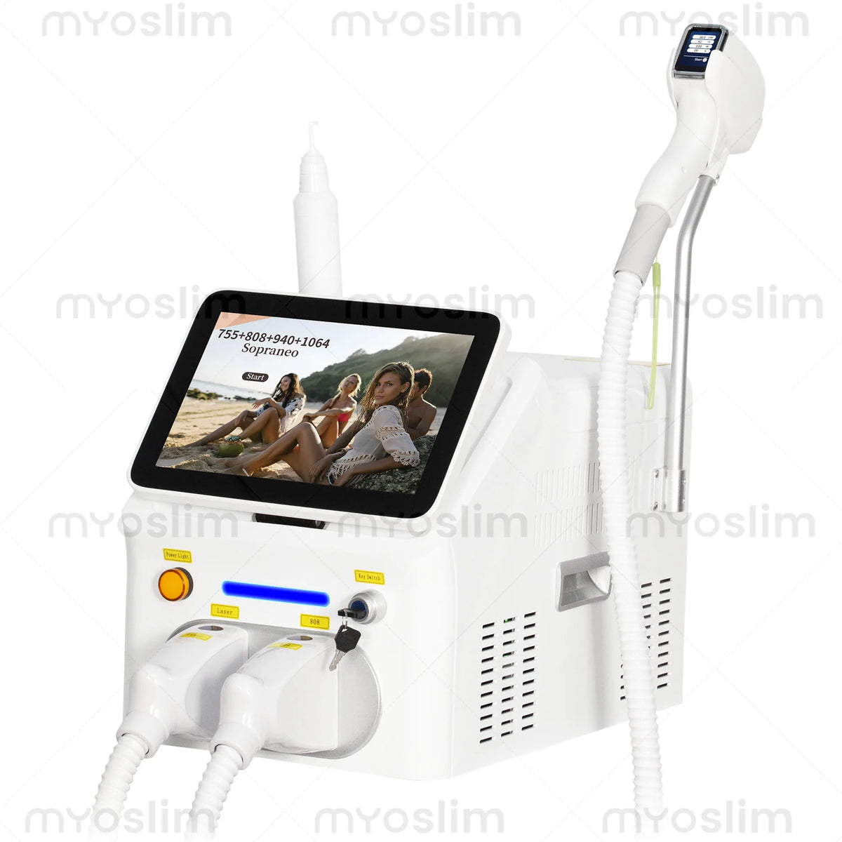 Dispositivo láser de diodo picosegundo FAC 6000W Soprano 2 en 1 de 4 longitudes de onda 755 808 940 1064nm para la reducción permanente del vello y la eliminación de tatuajes