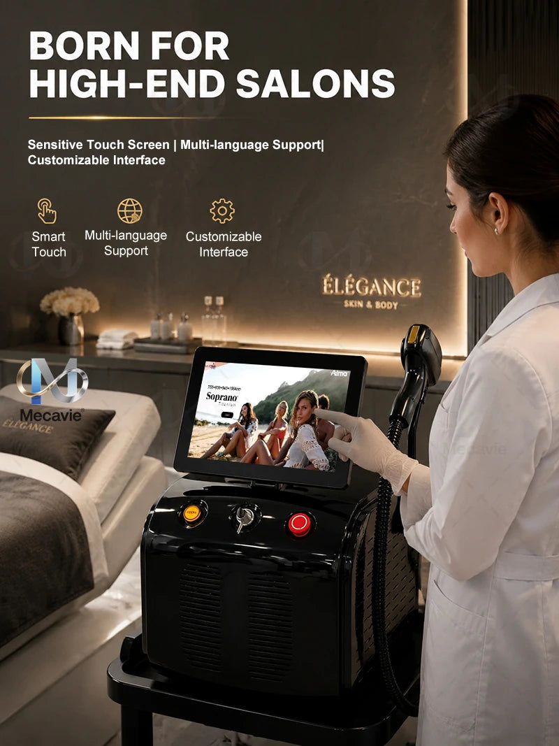 Sistema profesional de depilación láser con diodo y tecnología FAC de mejora de la energía, modelo 0-5. ℃   Máquina de reducción permanente del vello con 4 longitudes de onda y sistema de enfriamiento instantáneo, pa
