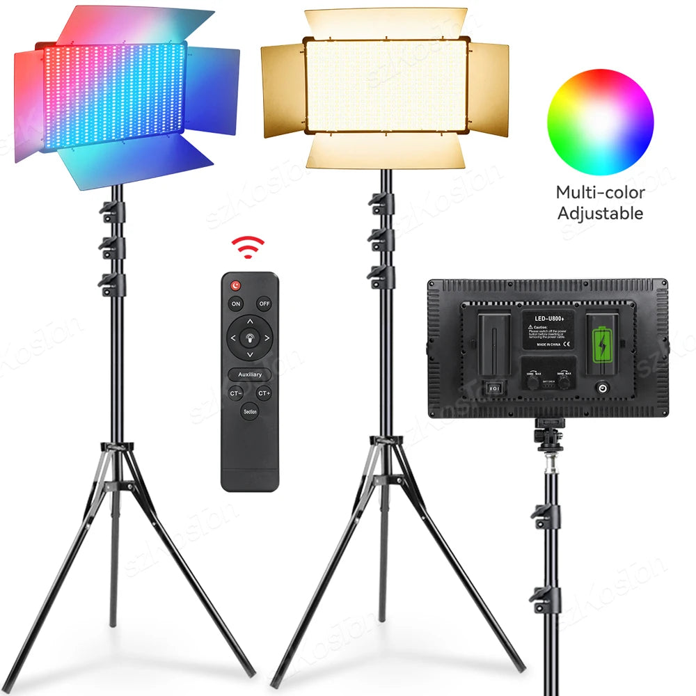 Kits de iluminación LED RGB para vídeo, lámpara de fotografía con soporte de luz de 78 pulgadas, batería de 8800mAh, 3200-5600K, para grabación de fotografía en YouTube