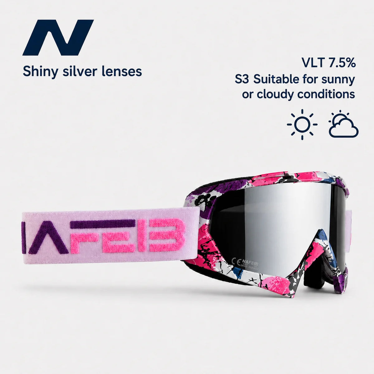 Gafas de Esquí, Aptas para Esquí y Snowboard, Gafas de Motociclismo para Todas las Estaciones, Equipadas con Lentes Anti-UV HD UV400
