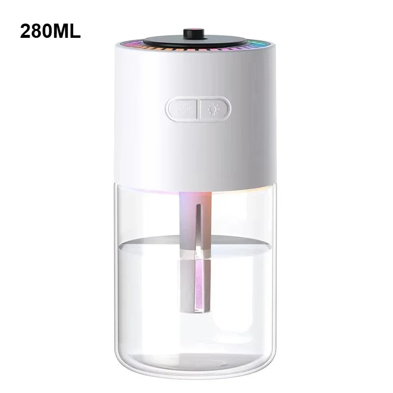 Humidificador de proyección de cielo estrellado creativo, Mini humidificador de aire giratorio para coche con luz LED, difusor de Aroma eléctrico USB para dormitorio