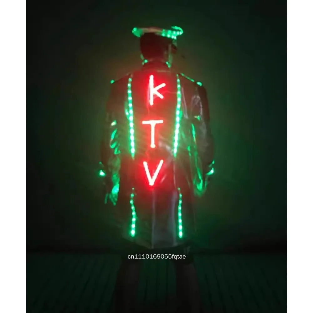 Traje de Actuación para Discoteca KTV con Luces LED de Colores Intermitentes, Disfraz Luminoso con LED Brillantes para Fiesta de Halloween y Espectáculo Escénico