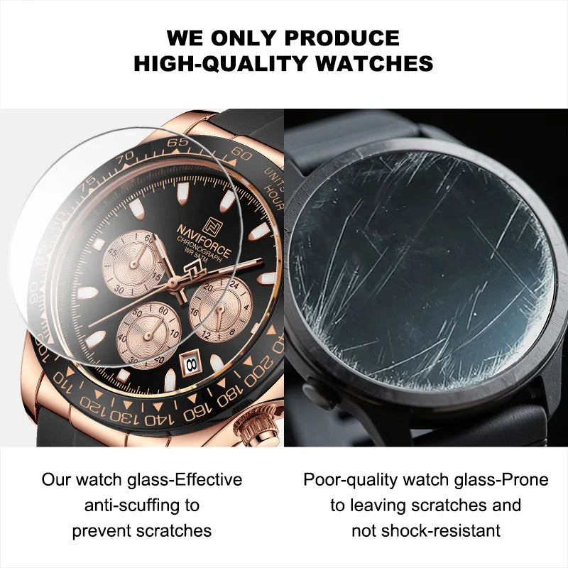 Reloj de pulsera para hombre NAVIFORCE, marca líder, cronógrafo, visualización de fecha y 24 horas, reloj de moda con correa de silicona, multifunción.