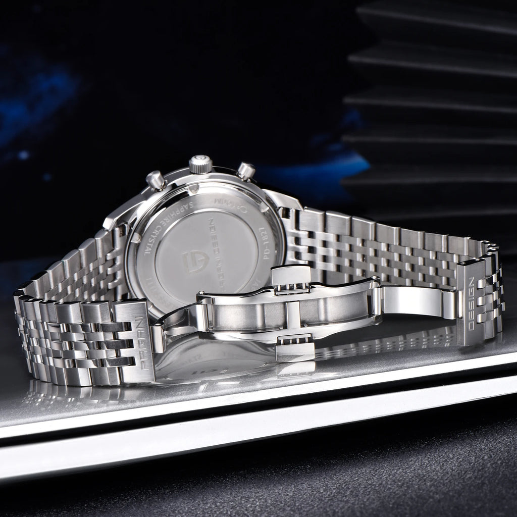 PAGANI DESIGN - Reloj de cuarzo para hombre, estilo ejecutivo, cronógrafo de carreras, acero inoxidable, sumergible 100M, con calendario automático