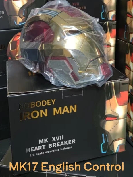 Casco de Iron Man KBGO, Juguete Eléctrico Mk5 Actualizado, Mk17, Control por Voz de Jarvis, Modelo con Apertura y Cierre Automático, Colección de Máscaras