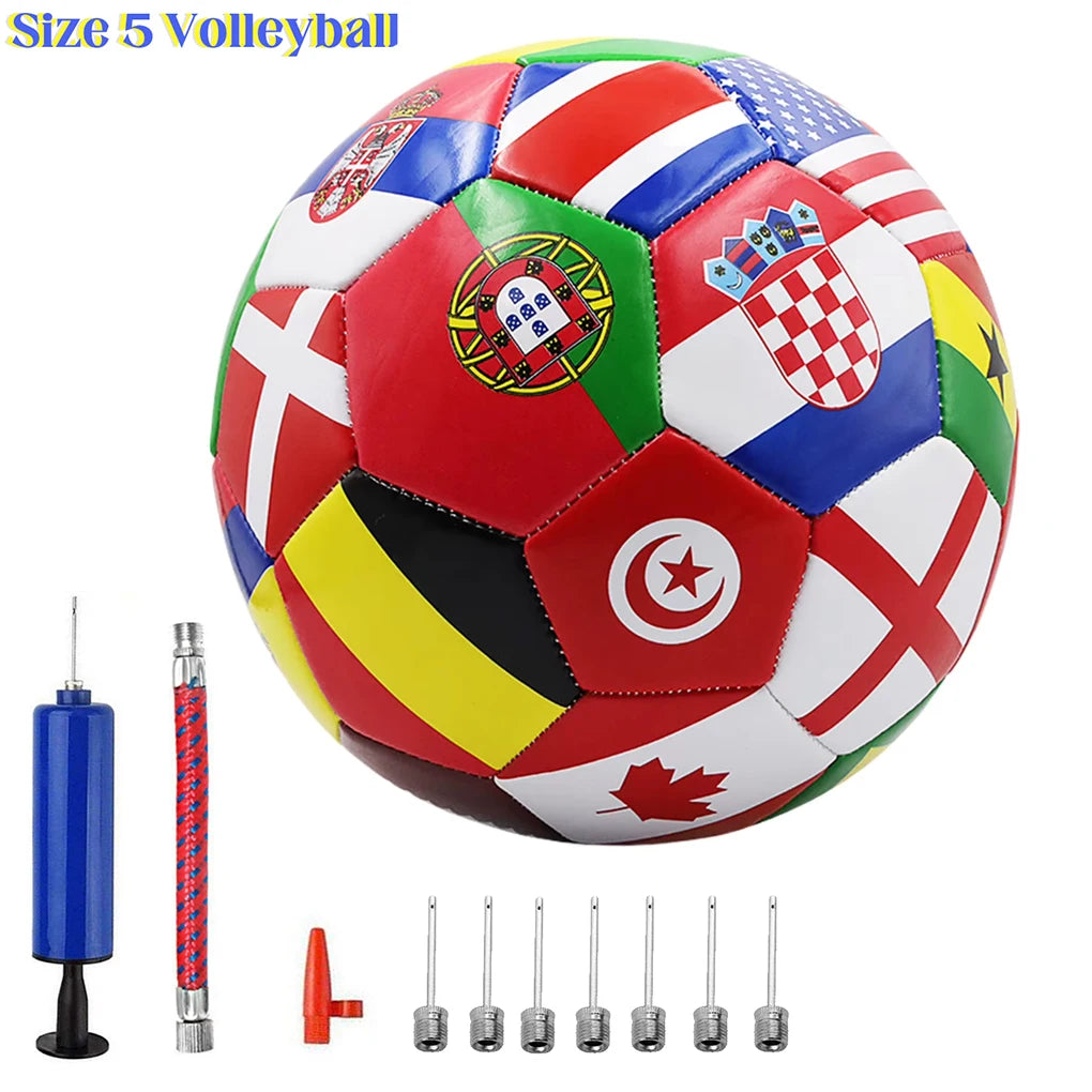 Balón de Fútbol con Estampado de Bandera Nacional, Tamaño 5, Balón Oficial para Partidos, PVC de 2.7mm de Grosor, Balón de Entrenamiento para Deportes al Aire Libre
