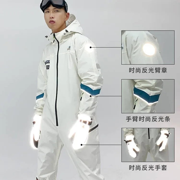 Traje de esquí de una pieza para hombre, traje de Snowboard grueso y cálido, a prueba de viento e impermeable