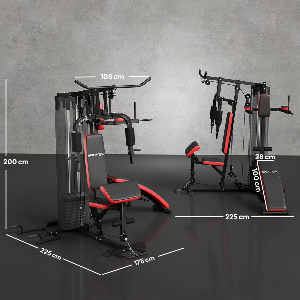 Estación de entrenamiento multifuncional para gimnasio, con un conjunto de pesas de 65 kg, que incluye todo lo necesario para un gimnasio en casa: banco para abdominales, soporte para flexiones y estación para ejercicios de