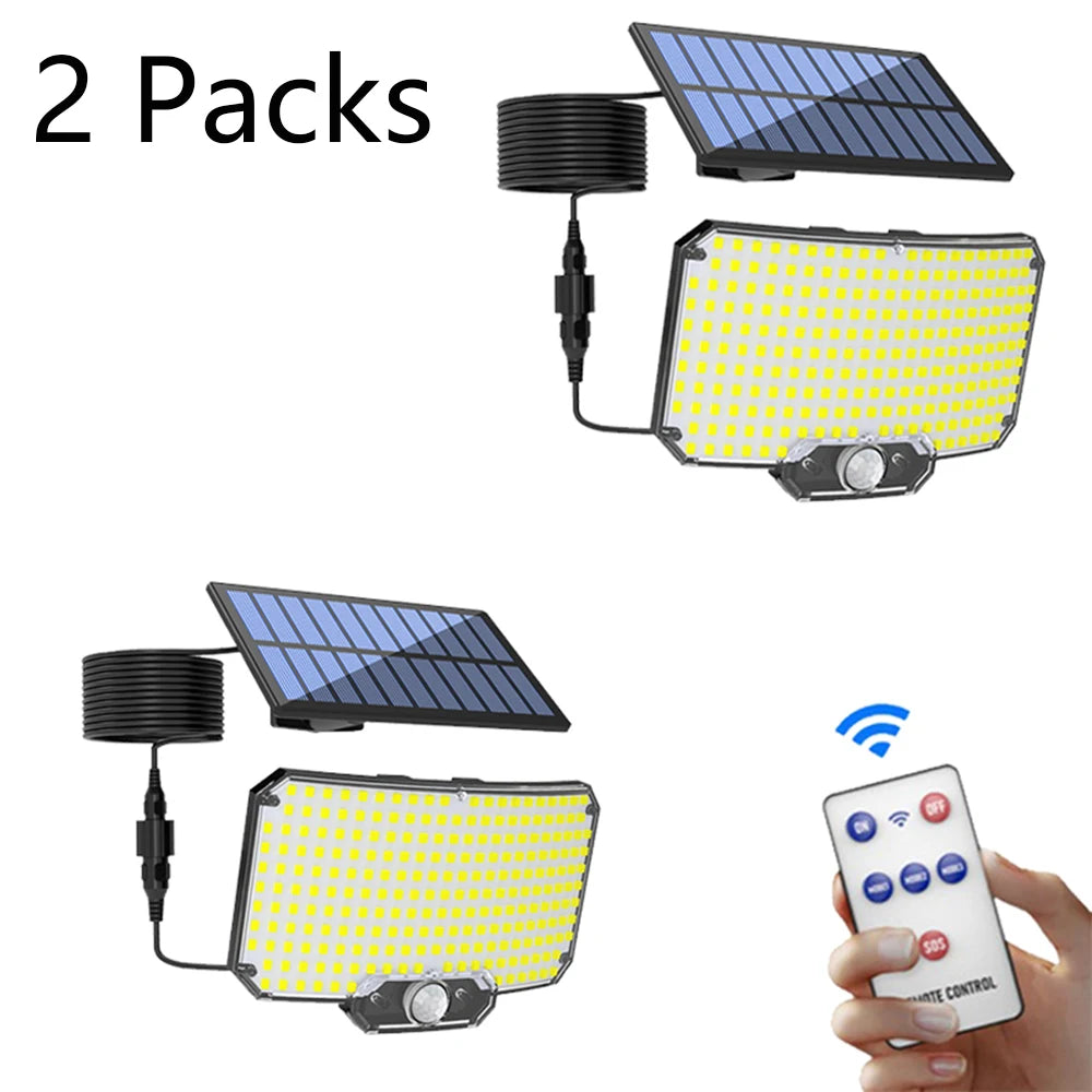 234 luces solares LED para exteriores, superbrillantes, con sensor de movimiento humano, lámparas de seguridad para pared, para garaje, patio y jardín