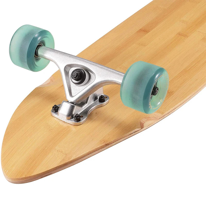 Patineta Longboard Flexible de 42 Pulgadas con Tabla de Bambú y Madera Dura de Arce, Estilo Kick Tail Cruiser