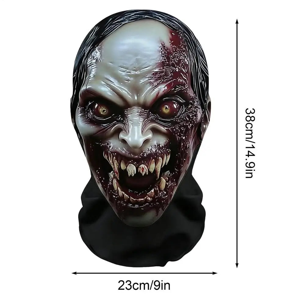 Máscara de látex de calavera de fantasma terrorífica para toda la cabeza, máscara de terror para espectáculos de escenario, accesorio de disfraz para fiesta de Halloween, máscaras realistas y espeluznantes.