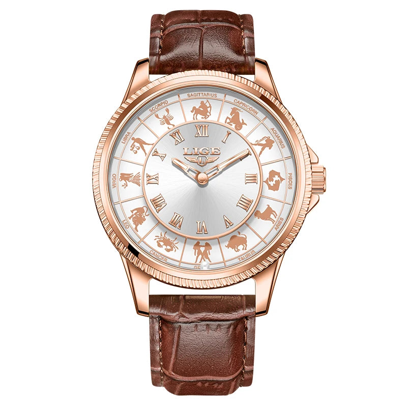 LIGE Reloj de cuarzo de lujo para hombre, nuevo diseño de moda, constelación, resistente al agua 30M, luminoso, regalo creativo para hombre