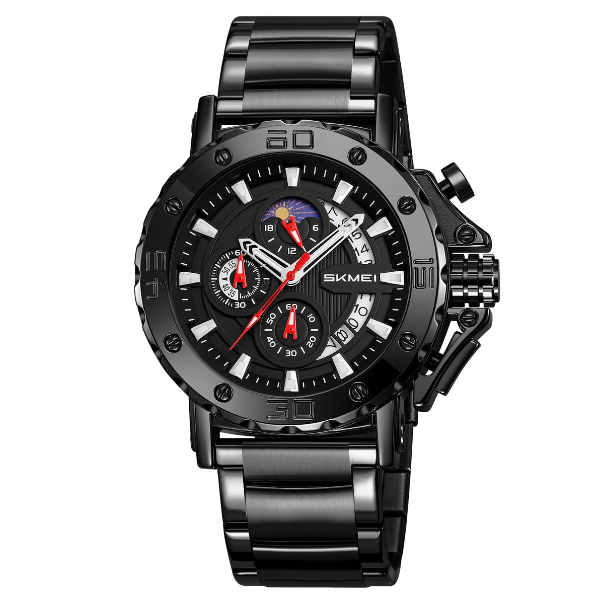Reloj SKMEI para hombre, deportivo, lujoso, resistente al agua, con esfera grande, cuarzo, calendario, cronómetro analógico y alarma, modelo West Coast 9344