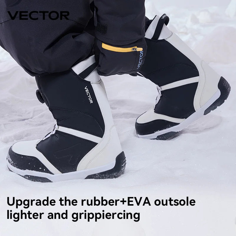 VECTOR Zapatos de Esquí Profesionales para Hombre y Mujer, Botas de Snowboard Cálidas e Impermeables, Botas de Nieve Transpirables de Cuero Antideslizantes
