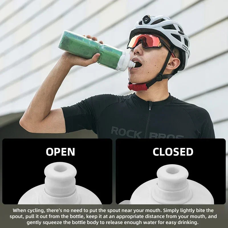 ROCKBROS-botella de agua aislada para ciclismo, Material PP5 de 750ml, deportes al aire libre, Fitness, correr, montar, Camping, senderismo, hervidor portátil
