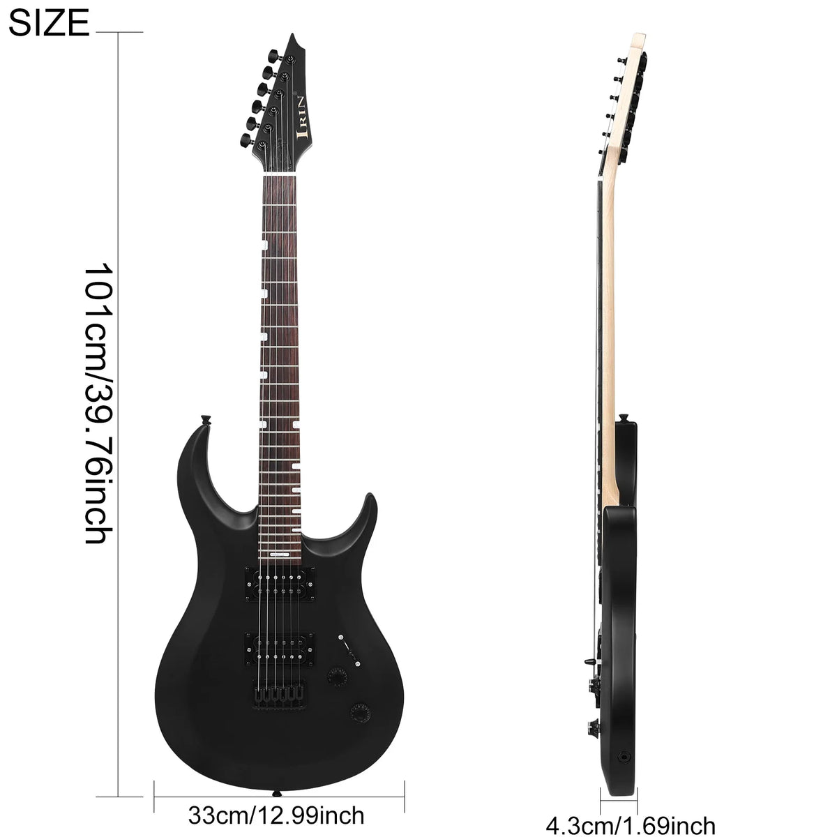 Nueva Guitarra eléctrica IRIN de 24 trastes, 6 cuerdas, cuerpo Oguman, mástil de arce, Guitarra eléctrica colorida con Cable de conexión de llave de bolsa