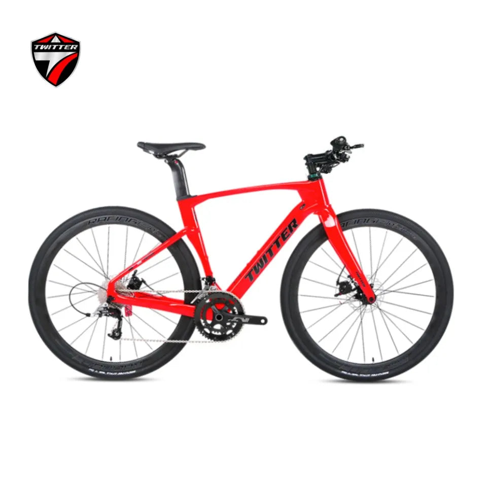 TWITTER V3Pro Transmisión electrónica SENTYEH ES800-13S Bicicleta de gravel de fibra de carbono con manillar plano y freno de disco hidráulico