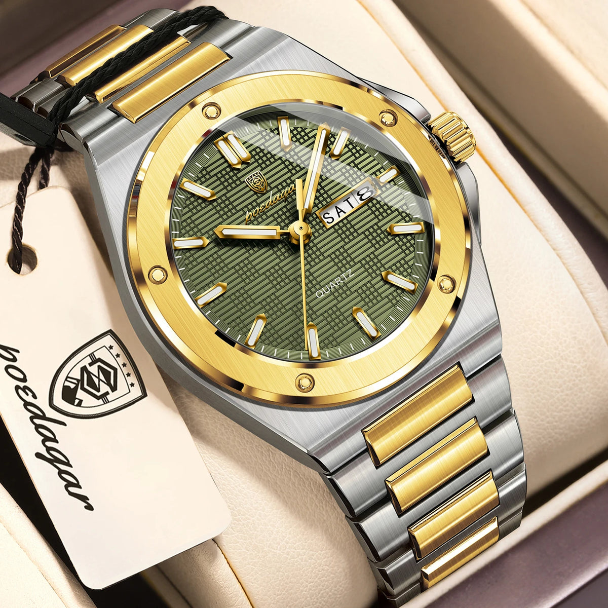 POEDAGAR Fashion Quartz Man Wristwatch Waterproof Luminous Date Week Men Clock Stainless Steel Casual Men's Watches Reloj Hombre
