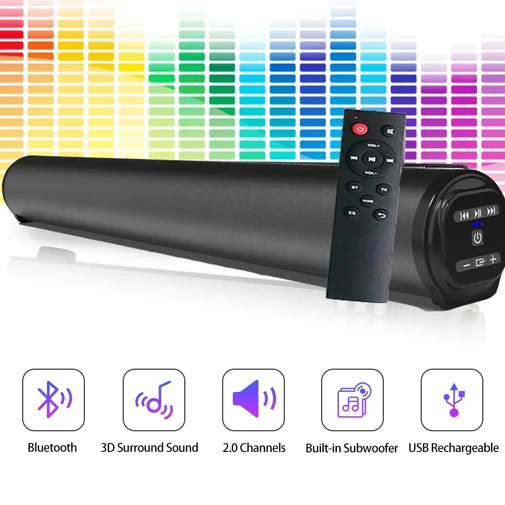 Altavoz inalámbrico con barra de sonido Bluetooth, Subwoofer con cable envolvente estéreo, proyector de TV para el hogar, altavoz de sonido superpotente para exteriores