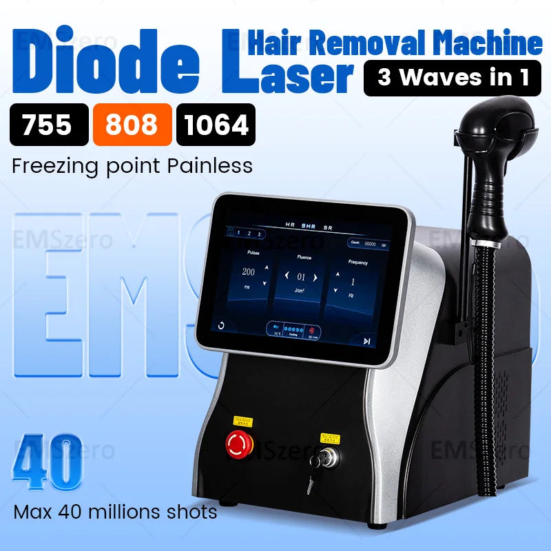 Máquina de Depilación Láser de Diodo Profesional Permanente Alexandrite de 5000W con 3 Longitudes de Onda, Titanio Frío, 808 755 1064nm para Salón