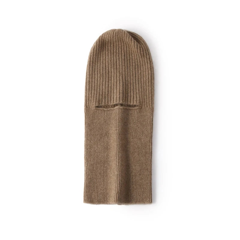 100% pasamontañas de punto de cachemira pura, bufanda, sombreros elegantes, gorros para mujeres y hombres, capucha de invierno, gorros cálidos para el cuello, Unisex
