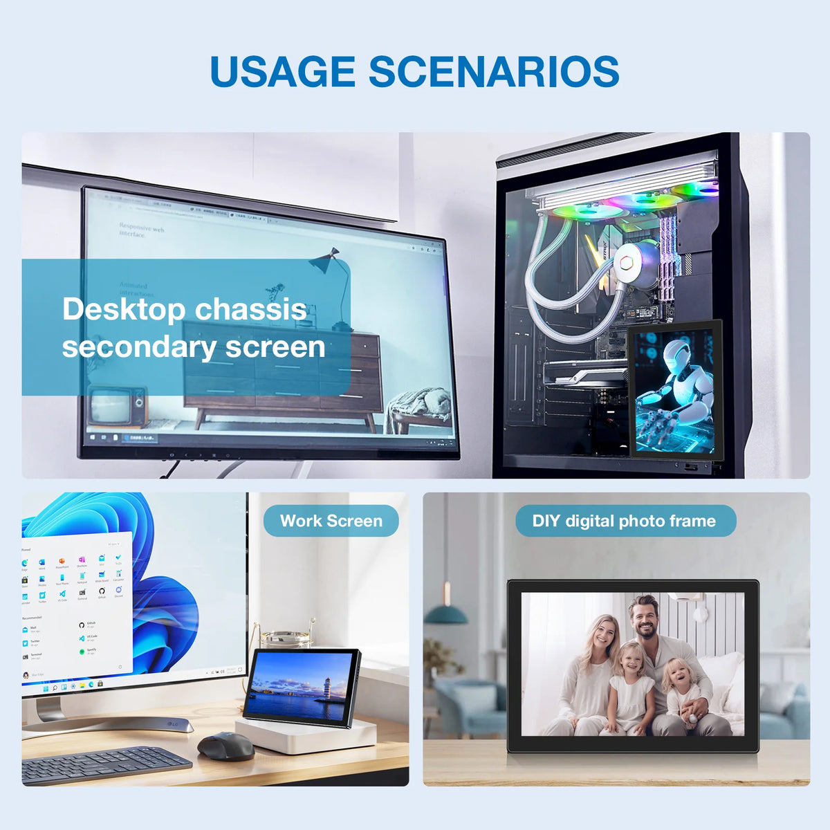 Monitor portátil WonTim de 6 pulgadas, con pantalla IPS de 1920x1080 y una luminosidad de 520 cd, ideal para la visualización de contenido en dispositivos de PC y como segunda pantalla.