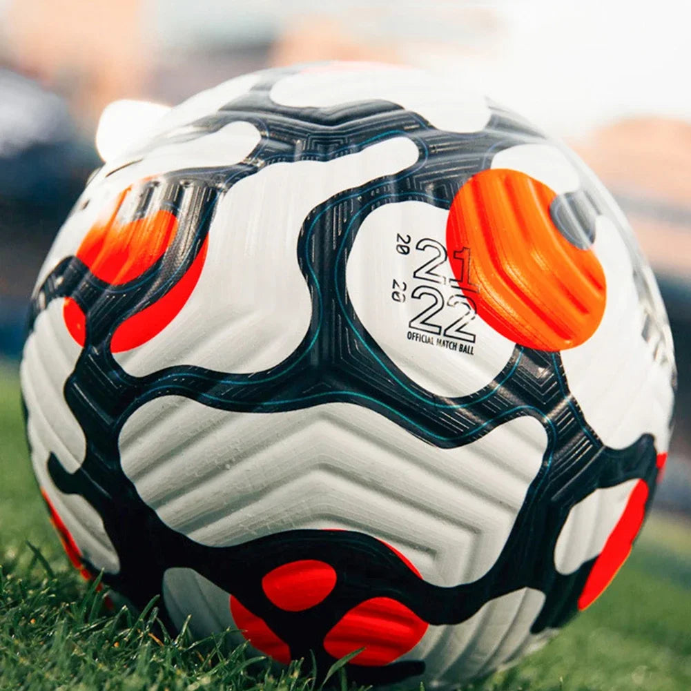 Balón de fútbol profesional de cuero cosido a máquina para niños y adultos, tamaño 5, entrenamiento deportivo al aire libre